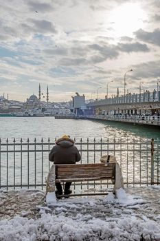 istanbul,Turkey-January 25,2022.Istanbul is the dream city between the continents of Europe and Asia. Cityscape with modern, historical and natural beauties from historical peninsula in winter season.