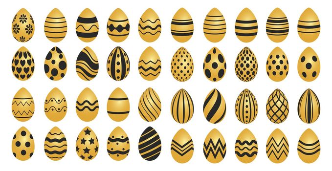 Easter background template with festive golden yellow eggs - illustration