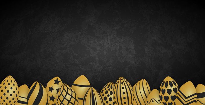 Easter background template with festive golden yellow eggs - illustration