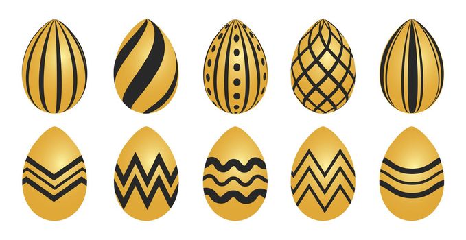 Easter background template with festive golden yellow eggs - illustration