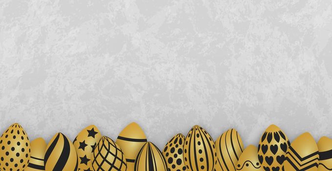 Easter background template with festive golden yellow eggs - illustration