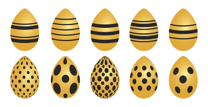 Easter background template with festive golden yellow eggs - illustration