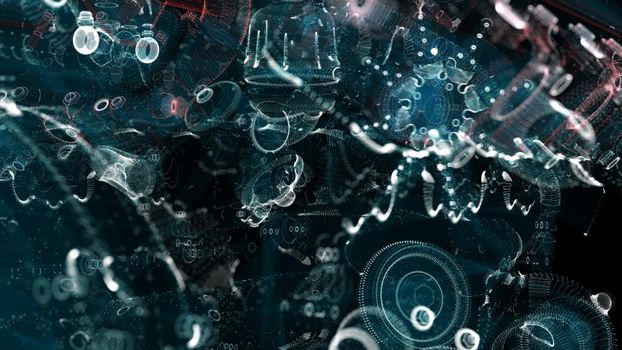 Abstract technology particles mesh background. 3d illustration