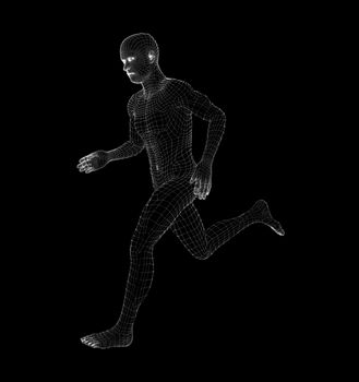 Hologram Human running. Medical and Technology Concept. Interface element. 3d illustration