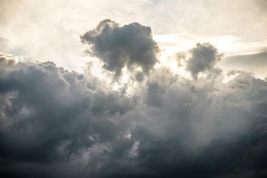 Dark sky full of clouds before the rain.