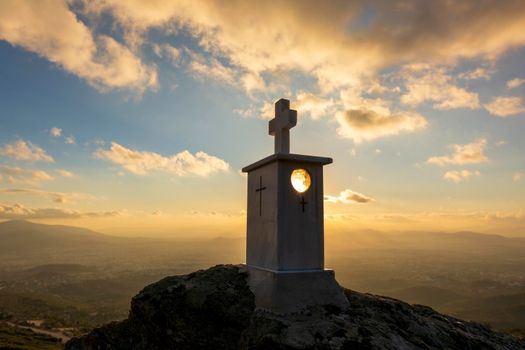 Small Orthodox chapel in Penteli, a mountain to the north of Athens at Greece.