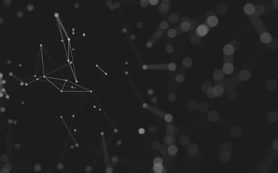 Abstract background. Molecules technology with polygonal shapes, connecting dots and lines. Connection structure. Big data visualization. 