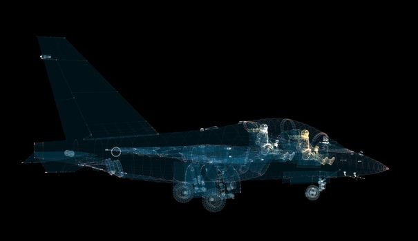 Aircraft Hologram. Transportation and Technology Concept. Interface element. 3d illustration