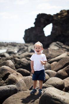 Portrait of a little boy on the island