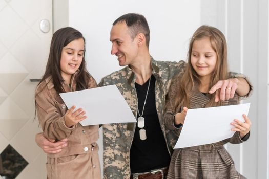 Soldier On Leave Hugging Daughter.