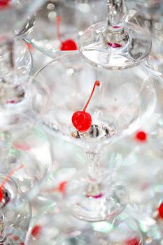 Pyramid of glasses, cherry in the glass