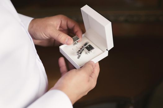 Steel Cufflinks with white box for groom