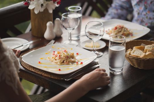 Millionaire's salad in Mauritius in an expensive restaurant.