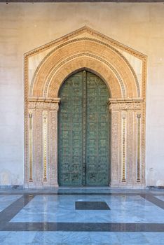 Decorated main bronze portal to the Cathedral of Monreale on Sicily