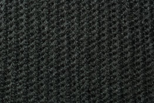 Black knitted wool texture can use as background.