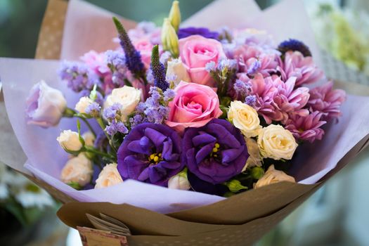 Beautiful colorful flowers in a flower shop