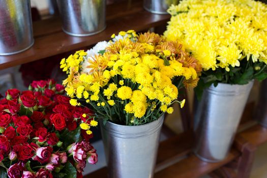 Beautiful colorful flowers in a flower shop