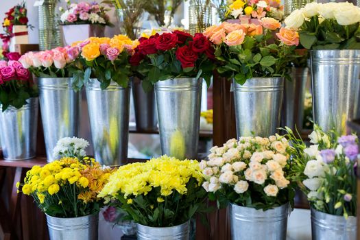 Beautiful colorful flowers in a flower shop