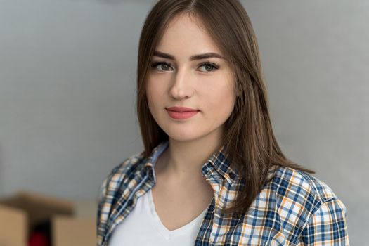 Beautiful woman face close up portrait in the studio