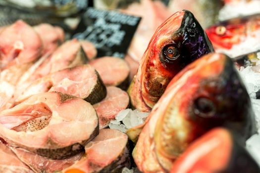 Raw fish ready for sale in the supermarket