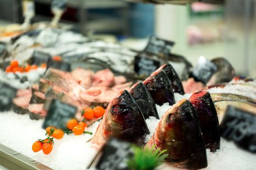 Raw fish ready for sale in the supermarket