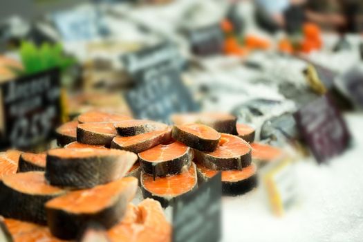 Raw fish ready for sale in the supermarket