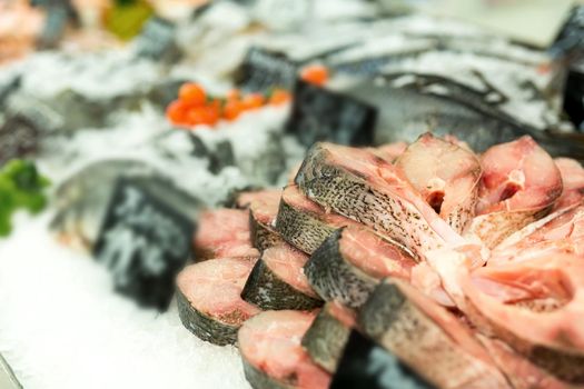 Raw fish ready for sale in the supermarket