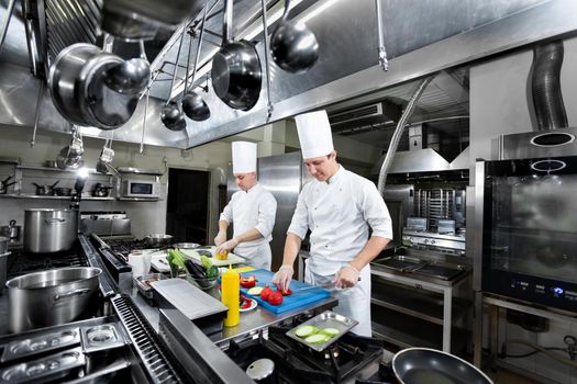 Chefs prepare delicious dishes in the kitchen.