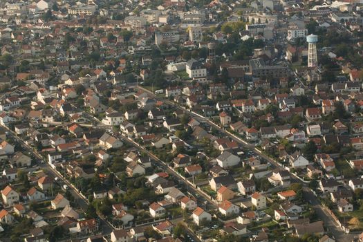 View of the city from the plane window.