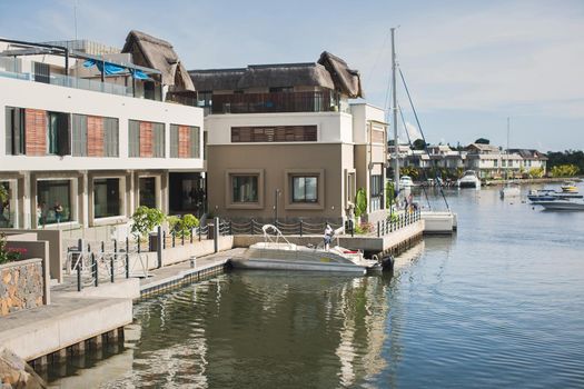 Yacht club in the Indian Ocean Mauritius, a tropical island.