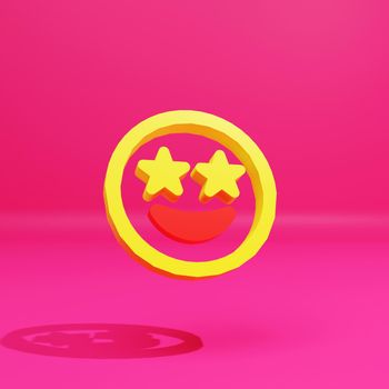 Emoticon Smiling EmotionEmoticon Smiling Emotion, star eyes, isolated on pink background, 3d render, perfect for your projects., star eyes, isolated on pink background, 3d render, perfect for your projects.