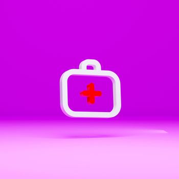 First aid kit icon isolated on purple background, 3d render, great for design projects
