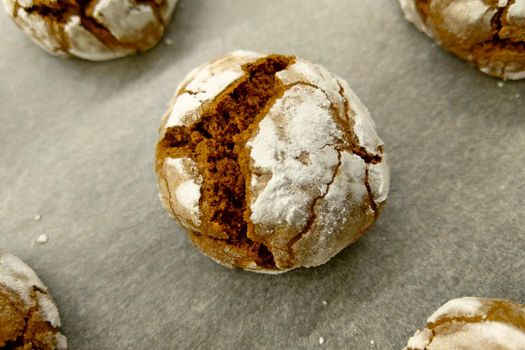 Beautiful homemade cookies on baking paper. home eat