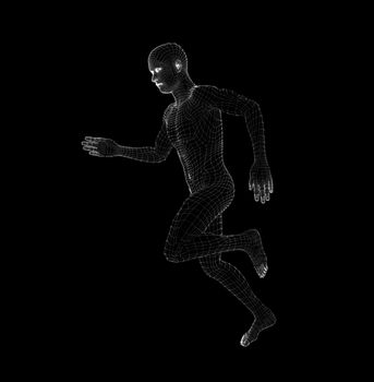 Hologram Human running. Medical and Technology Concept. Interface element. 3d illustration