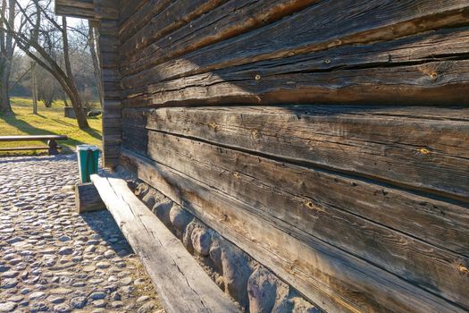 Wooden wall of an old house in the countryside