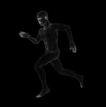 Hologram Human running. Medical and Technology Concept. Interface element. 3d illustration