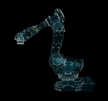 Industrial Robotic Arms Hologram. Industrial and Technology Concept. Interface element. 3d illustration