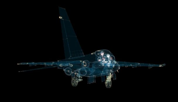 Aircraft Hologram. Transportation and Technology Concept. Interface element. 3d illustration