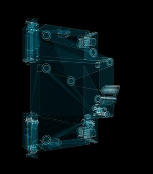 Differential circuit breaker Hologram. Industrial and Technology Concept. 3d illustration