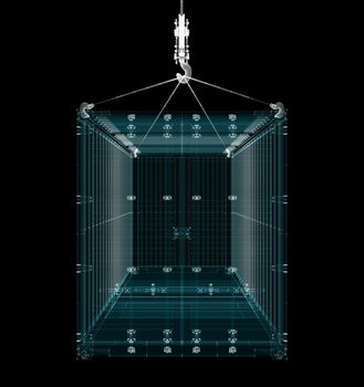 Cargo Shipping Container Hologram. Transport and Technology Concept. 3d illustration