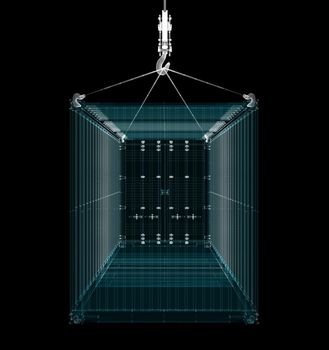 Cargo Shipping Container Hologram. Transport and Technology Concept. 3d illustration