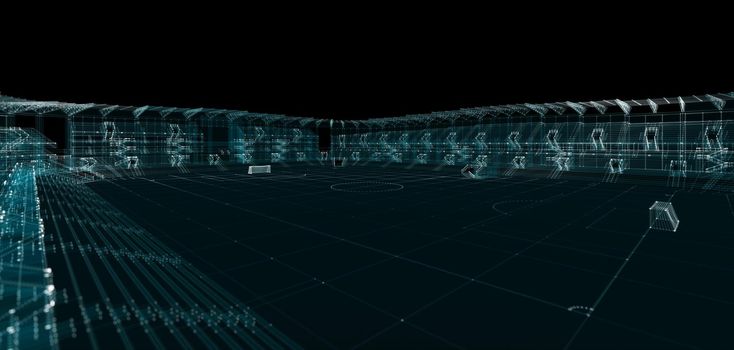 Universal Stadium Hologram. Sport and Technology Concept. Interface element. 3d illustration