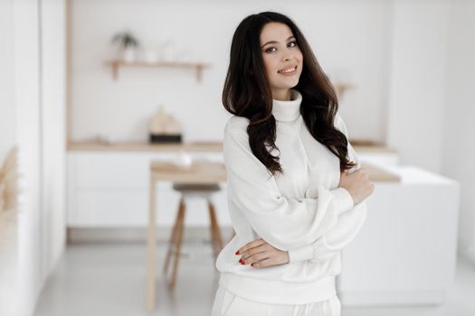 Young happy woman portrait at home. High quality photo