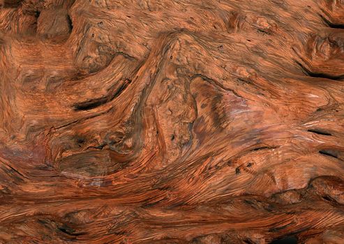 Uneven and curved varnished surface of a piece of wood