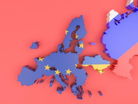 Illustration of the tensions between Ukraine Russia and the European Union