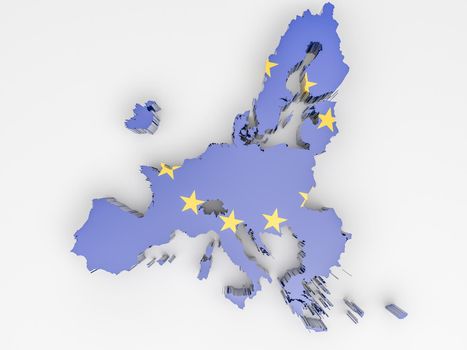 European Union map with European flag on white background