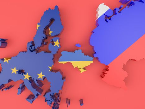 Illustration of the tensions between Ukraine Russia and the European Union