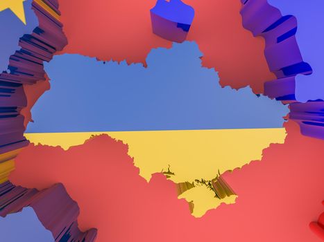 Illustration of the tensions between Ukraine Russia and the European Union