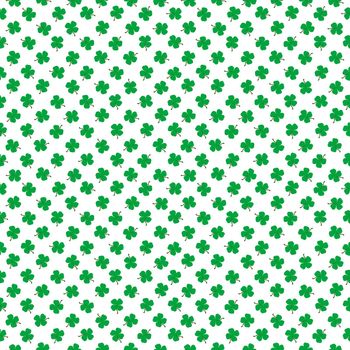 Seamless pattern with clovers on white background in polka dot style