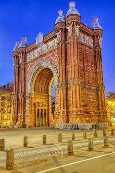 The Arc de Triomf in Barcelona at night